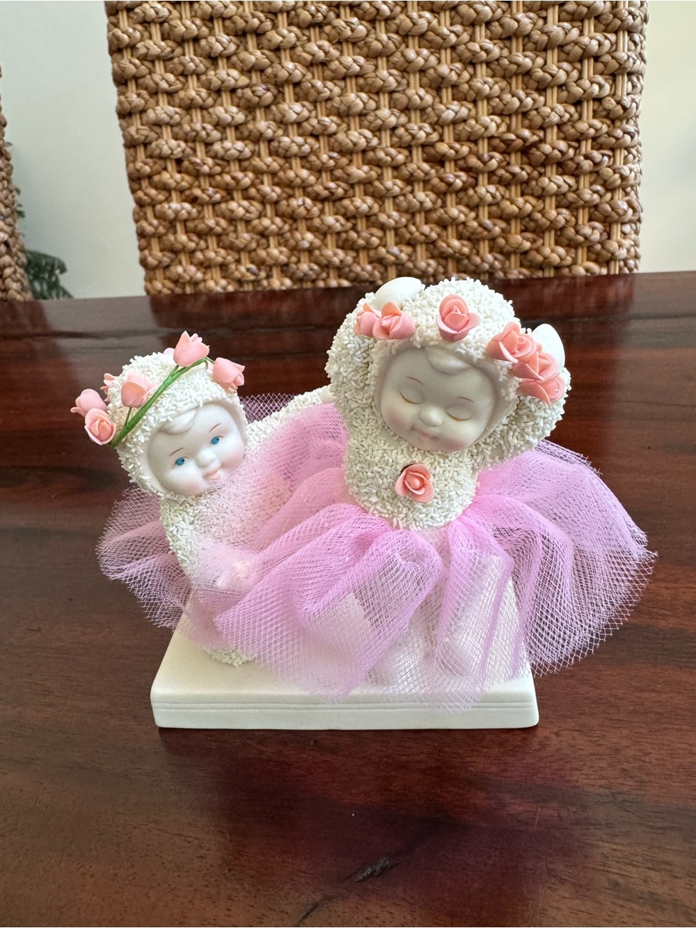 Department 56 Snow Babies Tutu Cute Pink Ballerinas Figurine in Original Box